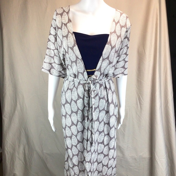 NWOT Bsubseach Stylish Tie Open Front Long Kimono Swimsuit Cover up - Picture 1 of 8